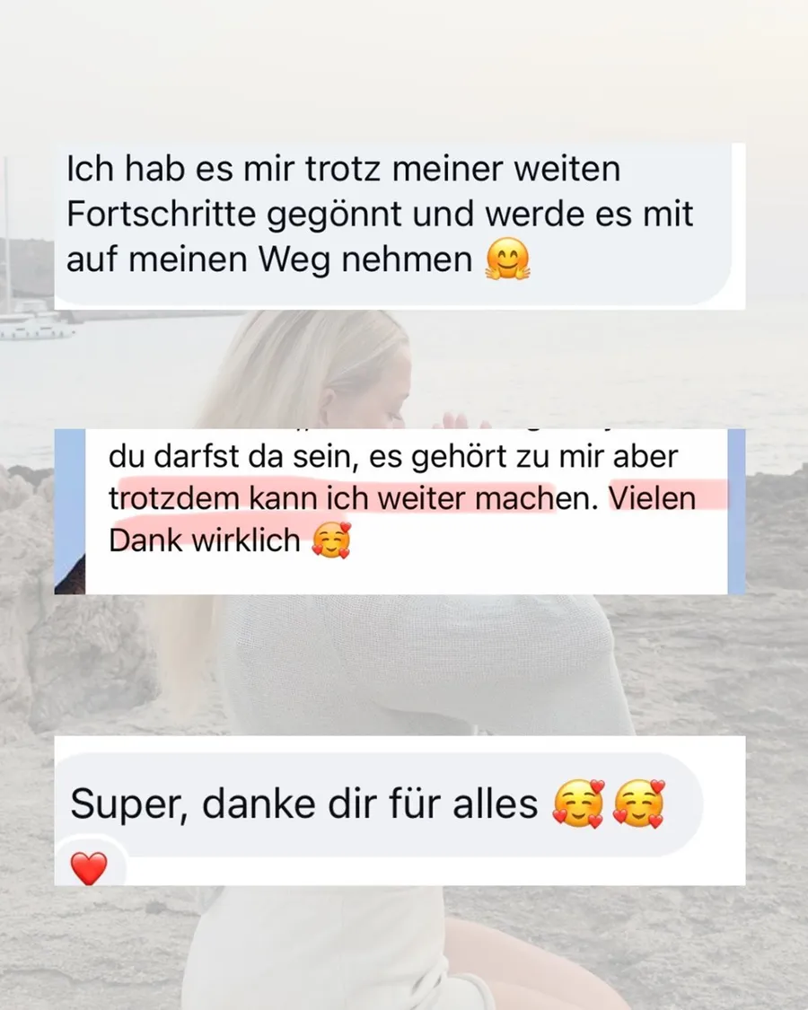 Nachricht einer Teilnehmerin: Sie hat sich den Kurs trotz ihrer weiten Fortschritte gegönnt, nimmt ihn mit auf ihren Weg und bedankt sich herzlich.