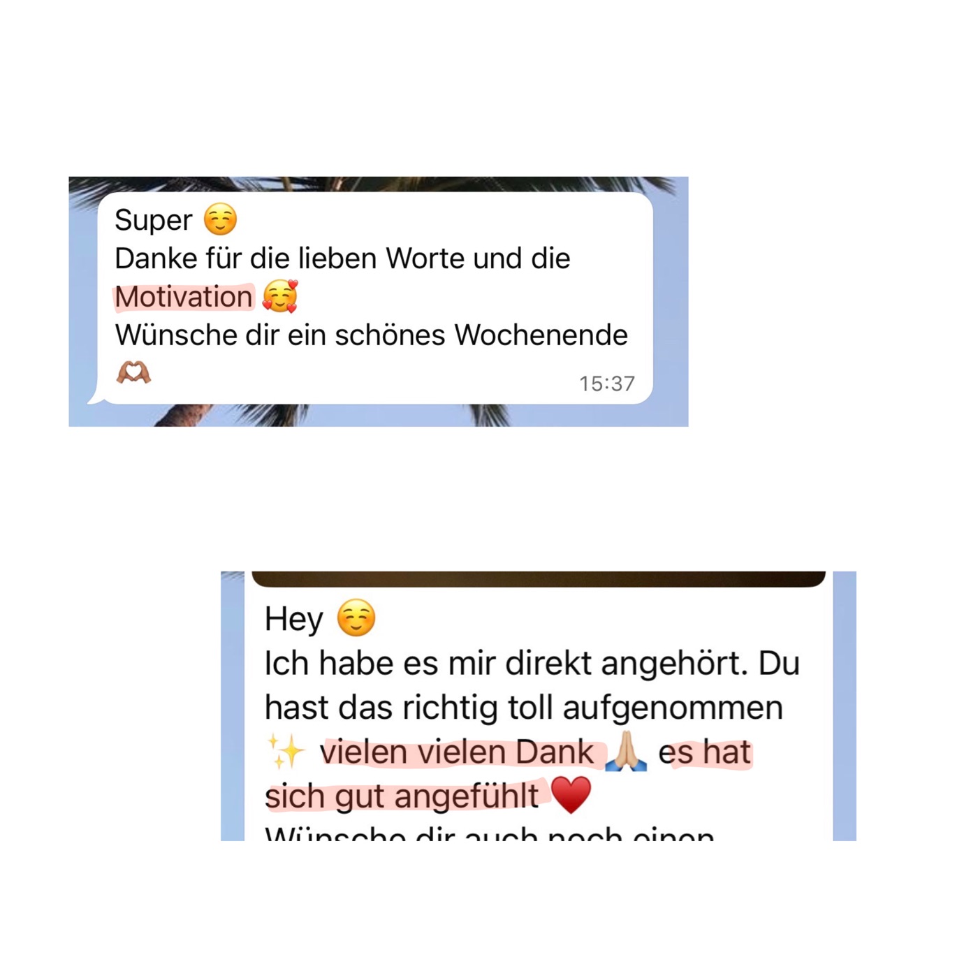 WhatsApp-Nachricht einer Teilnehmerin