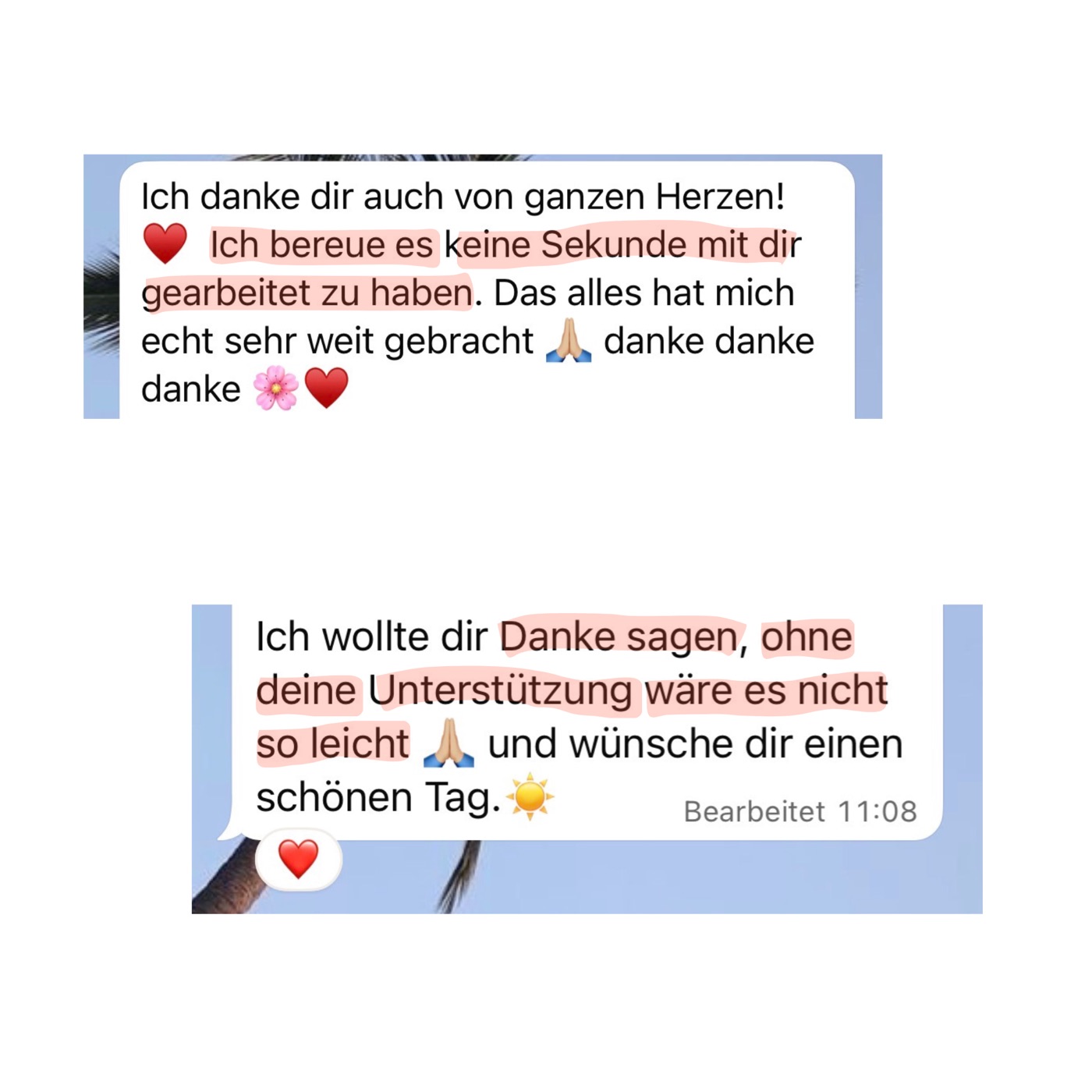 WhatsApp-Nachricht einer Teilnehmerin