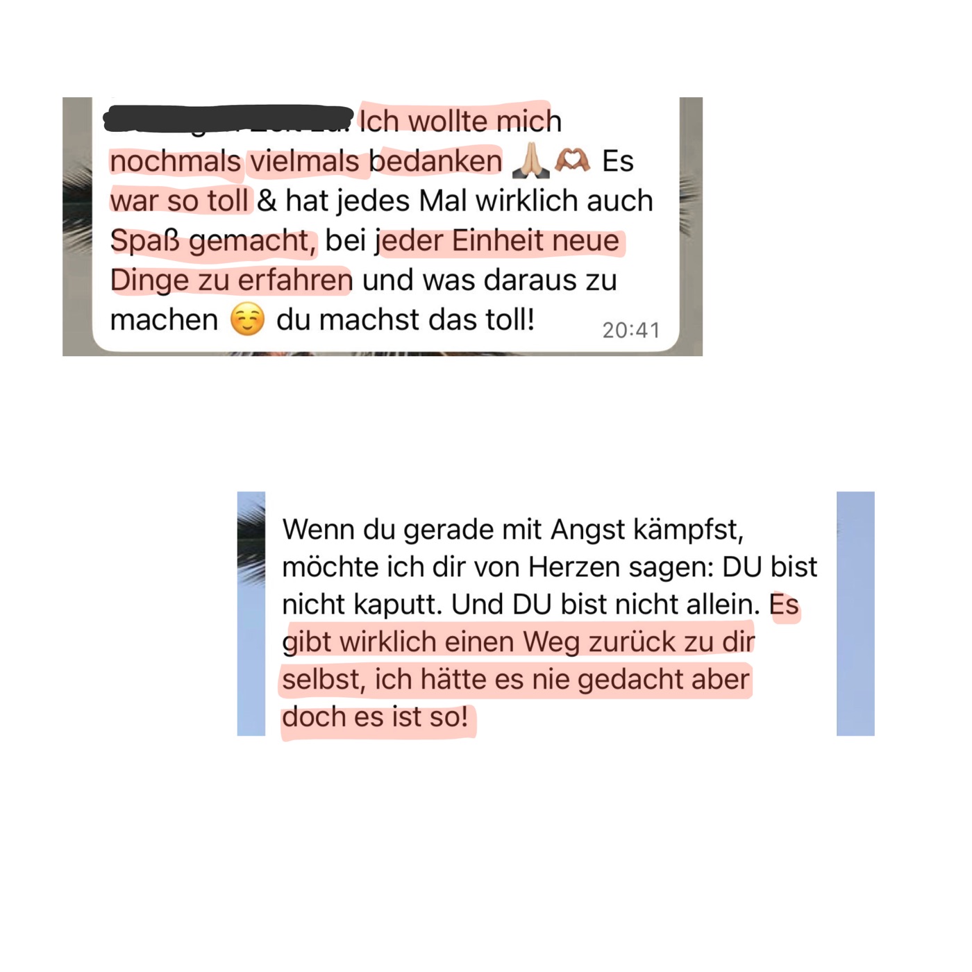 WhatsApp-Nachricht einer Teilnehmerin
